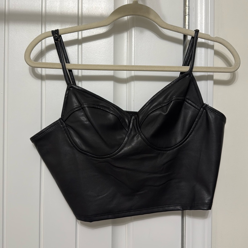 Faux leather corset top